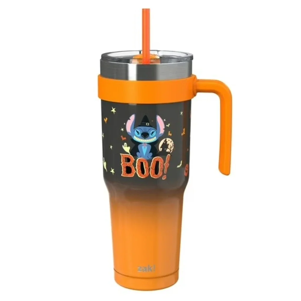 40oz Stitch Halloween Straw Handle Tumbler, Stainless Steel‎ Waverly, Orange